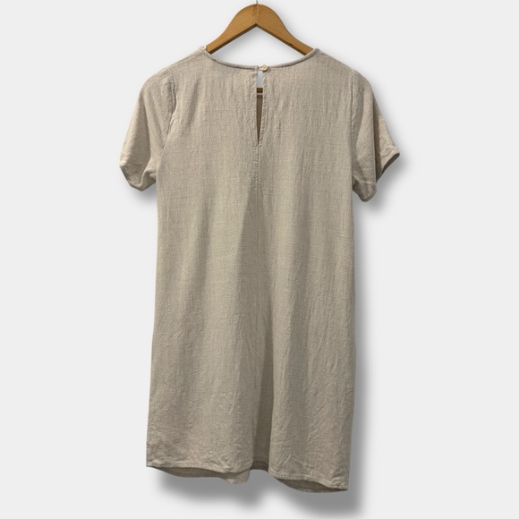 Lulus Linen-blend Short Sleeve Shift Dress, size S in Beige - Picture 7 of 8